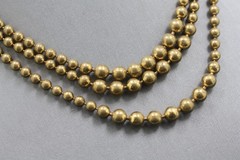 Vintage gold tone brass beaded bead ball three 3 strand graduated necklace 16″