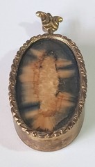 Vtg (Antique?) Double-sided Agate? Pendant in Oval Gold-tone Frame