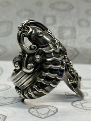 Margot De Taxco Mexico Sterling Silver Koi Fish hinged cuff Bracelet #5207