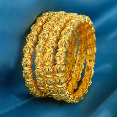 1Pcs Gold Tone Carved Bangle Set for Women, Vintage Textured Hinged Bracelet, Et