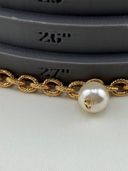 Vintage Napier Necklace Gold Tone Faux Pearl 28”
