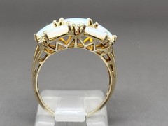 Womans Vintage Fire Opal Diamond Cluster Sterling Silver Cocktail Ring Size 5.5