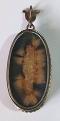 Vtg (Antique?) Double-sided Agate? Pendant in Oval Gold-tone Frame