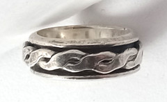 Vintage MEXICO Sterling Silver Rope Twist Black Oxidized Spinner Band Ring 6.25