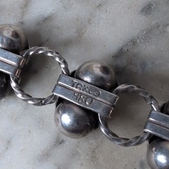 Taxco 980 Silver Mexico Bracelet Link Double Ball Old Pawn Jewelry Los Cocos 36g
