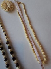 Vintage Carved Necklaces Earrings And Old Brooches.