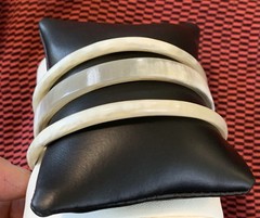 Vintage Boho Bangle Bracelets In White, Cream Colors Bovine Bone Set Of 3