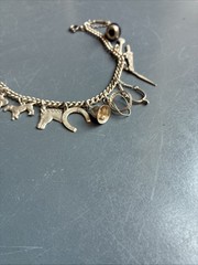 Vintage Silver Toned Western Theme Charm Bracelet 6.5 Inches
