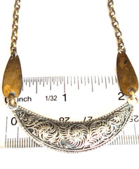 Vintage Marjorie Baer SF Sterling Silver Mixed Metal Curved Bar Pendant Necklace