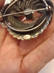2 Brooches Silver Tone Botticelli And Gold Tone AB Stone Leaf