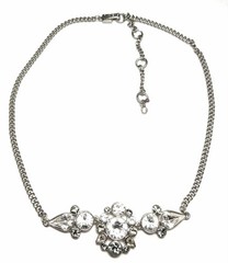 Givenchy Signed Rhinestone Silver Tone Necklace 16” – 19”