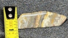 Agate Brooch Natural Stone Glossy Cream Gray Brown Tones 2 Inch