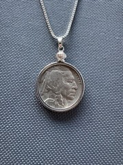 Beautiful Buffalo Nickel Necklace – Authentic Coins – 20in Stainless Chain