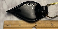 Vintage Black Silver & Gold Stone Art Glass Pendant Necklace JDU-47