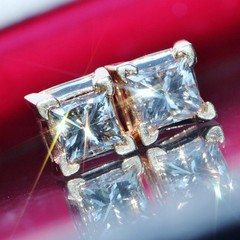 14k yellow gold stud earrings 0.85ct natural diamond vintage 1.3gr Ali403