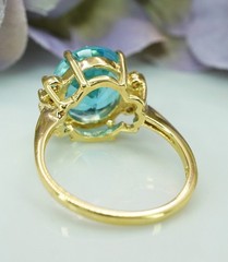 Vintage Topaz Diamond Ring 18K Gold Cocktail Designer Signed