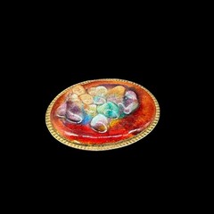Vintage Abstract Resin Lucite Art Brooch Pin Colorful Modernist Trombone Clasp