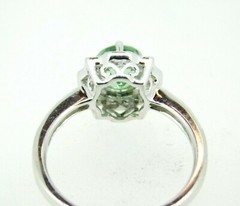 18k White Gold Sea Green Genuine Natural Tourmaline and Diamond Ring (#J5043)