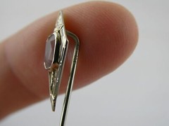Antique Belais Art Deco 18k and 10k Gold Aquamarine Stick Pin 1.2g 2 5/8 Inches