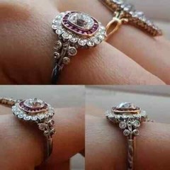 3.00 Ct Art Deco Style Lab Created Diamond & Ruby Halo Wedding 925 Silver Ring