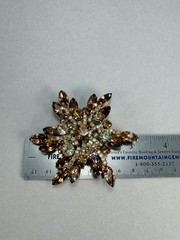 Exquisite Juliana D&E Champagne Rhinestone Starburst Brooch Large Statement Pin