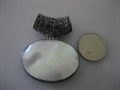 VINTAGE STERLING SILVER 925 MOTHER OF PEARL SLIDE PENDANT