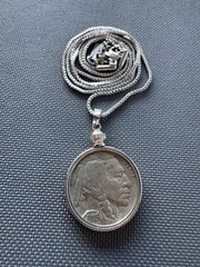 Beautiful Buffalo Nickel Necklace – Authentic Coins – 20in Stainless Chain