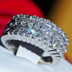 14k white gold ring 1.00ct natural diamond sz 5 wedding band vintage 7.10g N3676