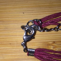Vintage Statement Pendant Necklace Silver Tone Red Lucite Cord Romantic Academia