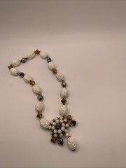 Vintage Necklace White And Gold, Magical, 1950s