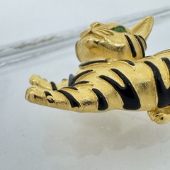 VTG Trifari Tiger Cub Ark Series Brooch Pin 1966 Green Eyed Kitten Cat Gold Tone