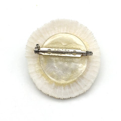 Round White Coral AB Rhinestones & Pearls Brooch Pin