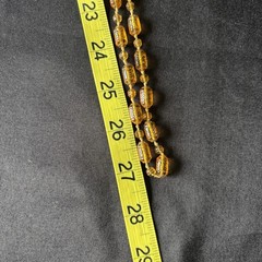Antique Amber Honey Molded Czech Glass Bead Necklace Hand Strung Knotted Flapper