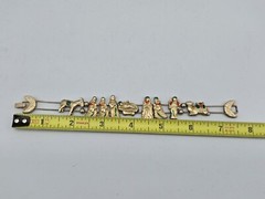 VTG Medici Two Sisters Slide Charm Bracelet Nativity Christmas Scene Gold Tone