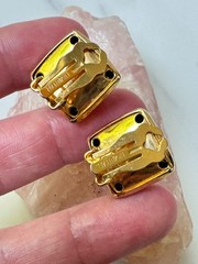 Vintage 1980’s ERWIN PEARL Chunky Gold Tone 3D PYRAMID Studs, Clip-On Backs