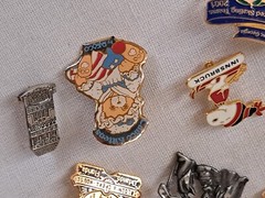 Vintage Enamel Pinback Button Lot Snoopy Enesco Winery Olympics Dutch Religious