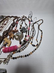 Vintage Unique Jewlery Lot Copper Wood Glass Metal Bead Necklaces