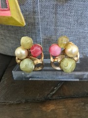 Vintage Earring Lot Pink and Green Clip Ons Screwback Lot of 4 Pairs Earrings