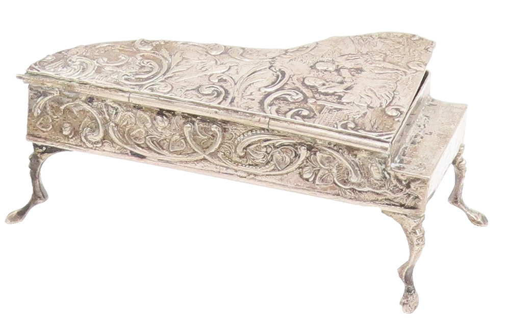 925 Sterling Silver Vintage Decorative Piece EUROPE Floral Piano (OPENS) TR4095