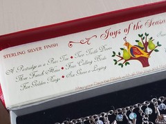 12 Days Of Christmas Charm Bracelet Sterling Silver Finish Toggle Clasp In Box