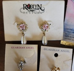 BN Assorted Vintage 9 Pieces Earrings Tac Pins Angels Unused Jewelry