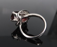 Unique 6.19ct Natural Rubellite 0.23ct Diamond Platinum Free Form Ring Size 5.5