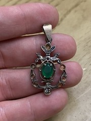 AS-IS!! Vintage Marked 800 Silver Unique Stone Dangle Drop Pendant