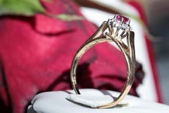 14k yellow gold ring 0.41ct natural diamond & treated ruby size 7 vintage 2.2gr