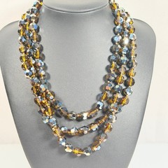 Vintage Crystal Necklace Root Beer AB Aurora Borealis 52 in Opera Length