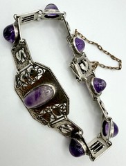 Antique Arts & Crafts 1908-1910 THEODOR FAHRNER Amethyst 935 Sterling Bracelet