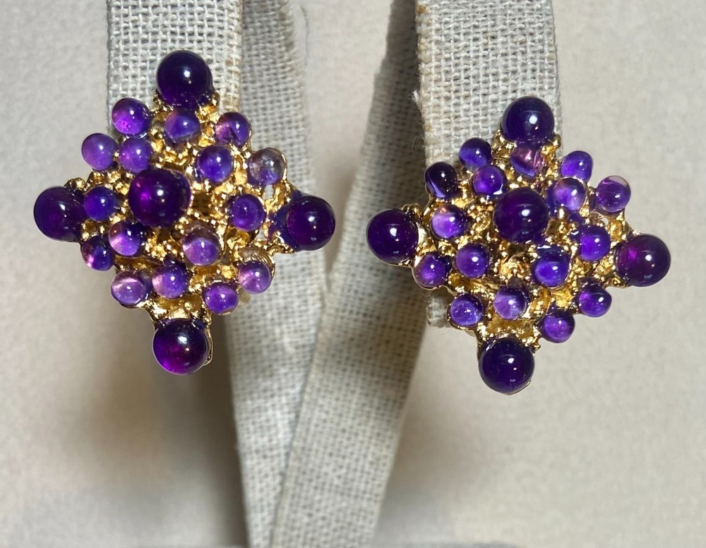 AUTHENTIC SWOBODA EARRINGS ~ AMETHYST ~ CLIP ON ~ STUNNING!