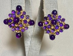 AUTHENTIC SWOBODA EARRINGS ~ AMETHYST ~ CLIP ON ~ STUNNING!