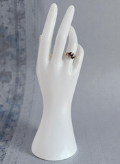 Vintage 14KT GE Emerald-Green Baguette & Clear Stone Cluster Ring Size 7 NOS