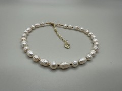 9” Freshwater White Pearl Anklet with Charm Dainty Foot Jewelry, Summer Gift